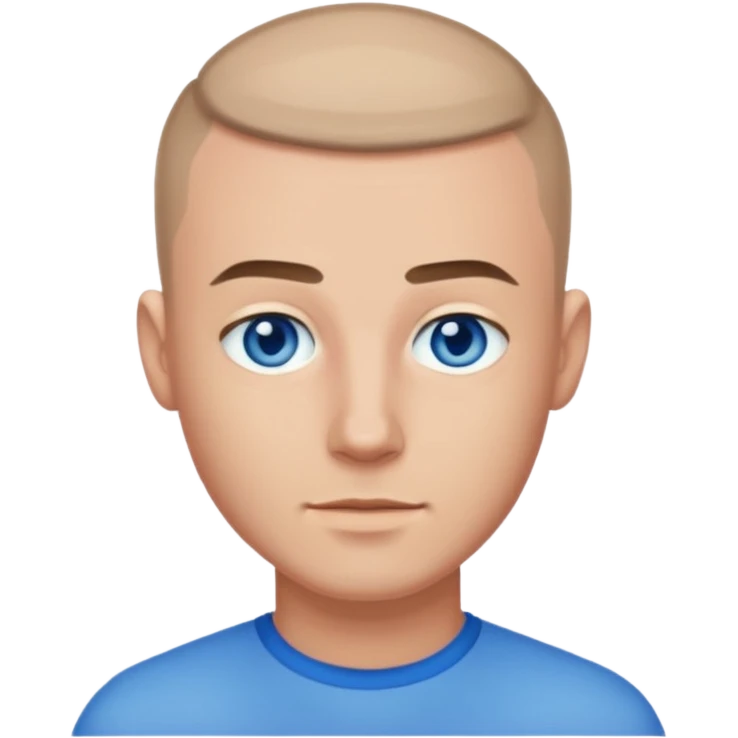 A guy with a buzzcut and blue eyes emoji