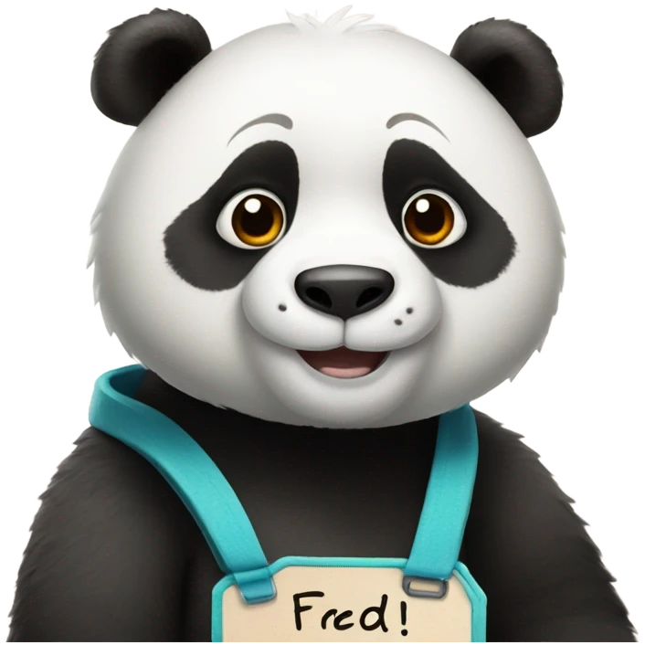 A panda with a name tag 'Fred' emoji