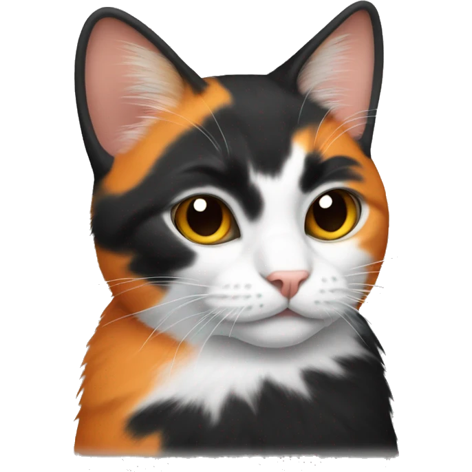 A cat with 3 colors on her fur: white black and orange.  emoji