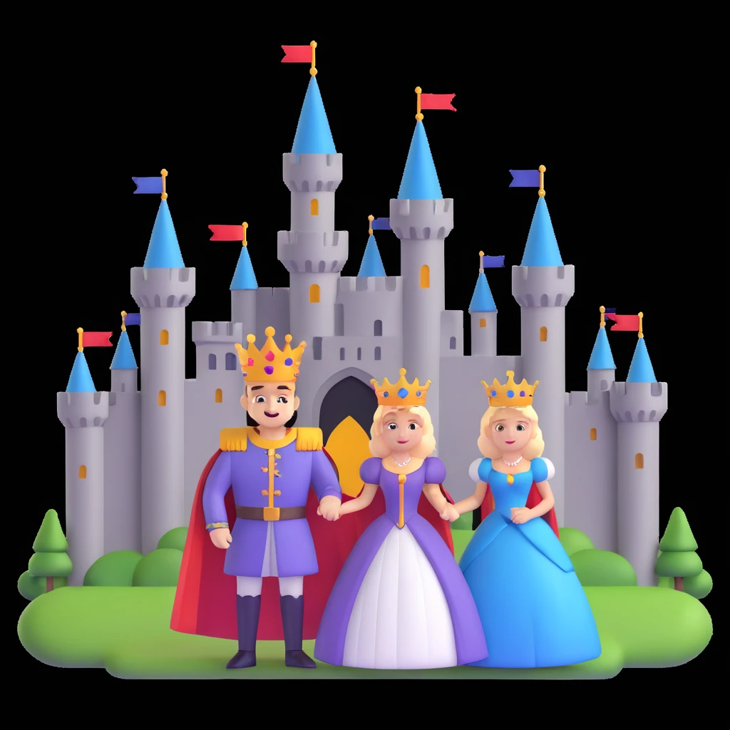 king and queen posing, castle background emoji