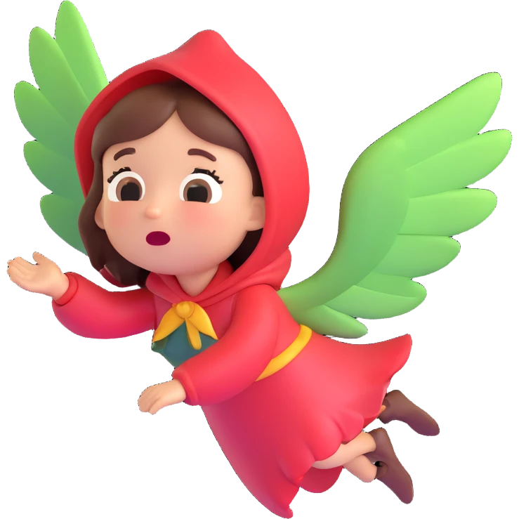A cute fairytale character flying and crying because she is so happy emoji