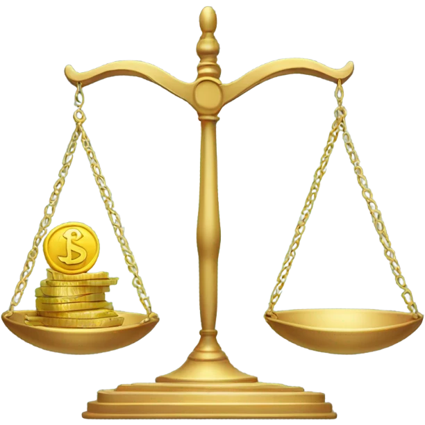 scales, on one side is a heart, on the other is some money  emoji