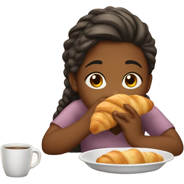 Girl eating croissant emoji