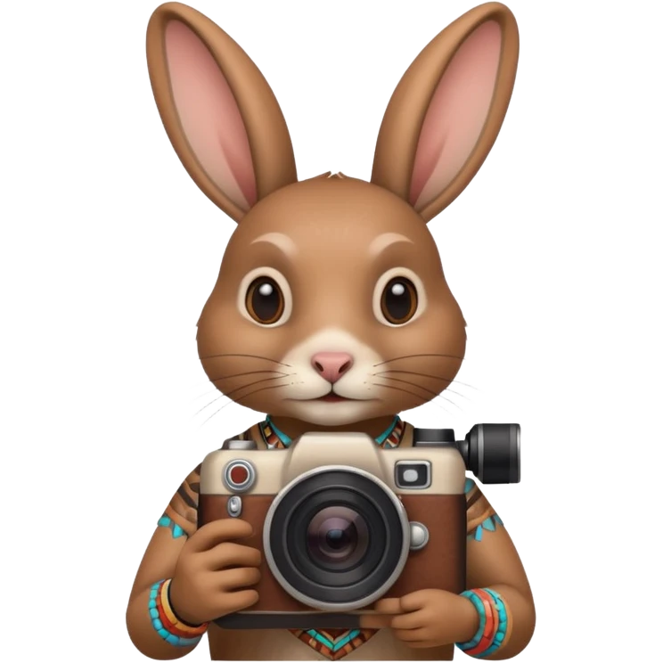 rabit, tribal ethnic ancient rabit with camera emoji