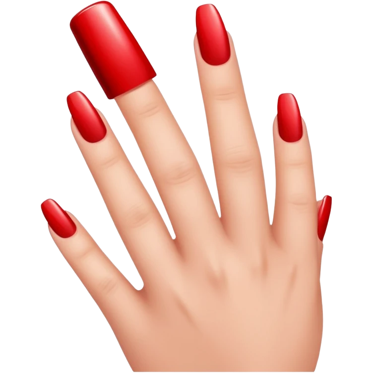 left hand receiving red nail polish, glossy finish, bright and saturated red, smooth gradient, minimal details, clean and shiny
 emoji