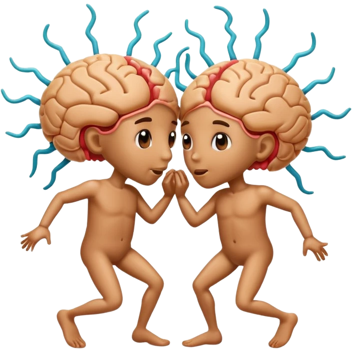Last two brain cells dancing looking weird and kissing. not iphone emoji style emoji