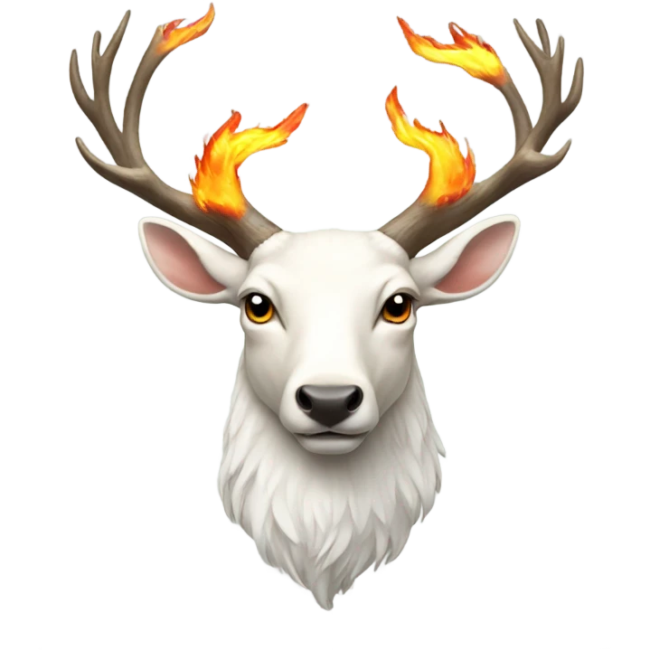 White stag with a flame above head emoji