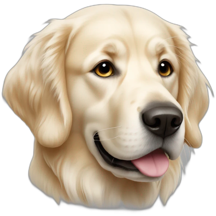 English cream golden retriever looking sus emoji
