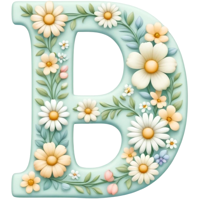 White pastel flowery romantic alphabet letter emoji