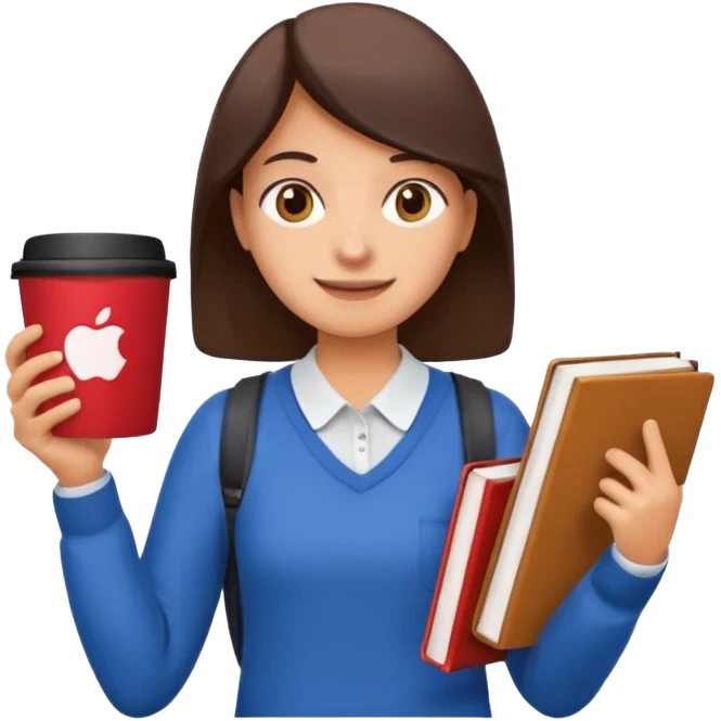 Create two emoji characters.

Left: a stressed student preparing for IELTS, holding books and coffee, tired face, exam stress.

Right: a happy confident student after IELTS, traveling abroad, airplane, university, freedom, smiling.

Style: Apple emoji, clean, simple, white background. emoji