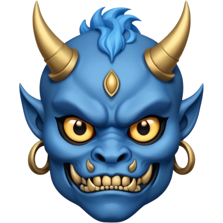 blue oni with black and gold eye emoji
