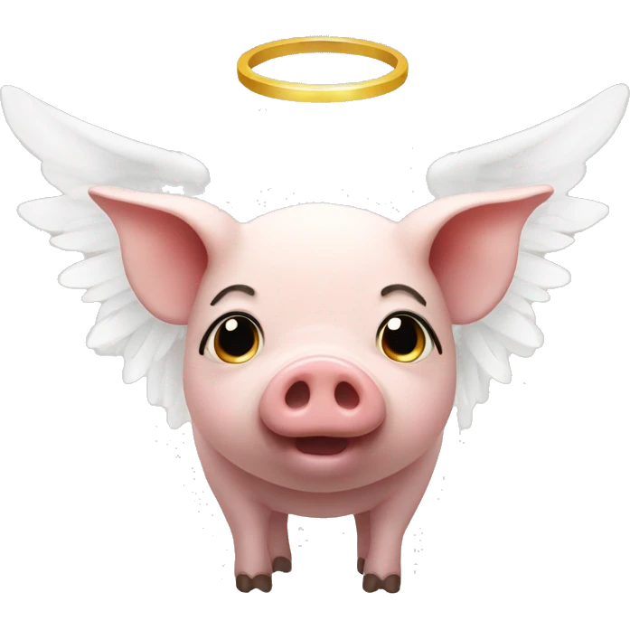 A pig with angel wings and a halo emoji