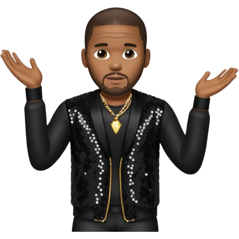 R. Kelly with dark brown hair, black sequin outfit emoji