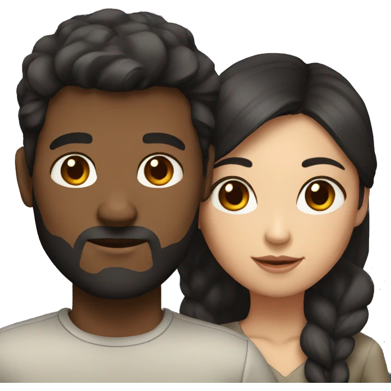 dark hair white man with dark skin Asian woman emoji