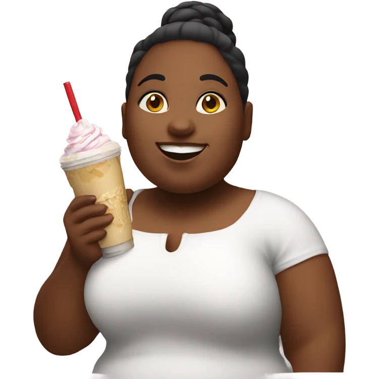 Fat girl eating a shake emoji