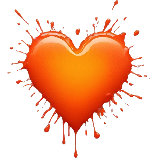 splattered paint heart glowing red-orange warmth emoji