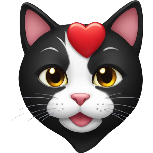 Black cat with heart emoji