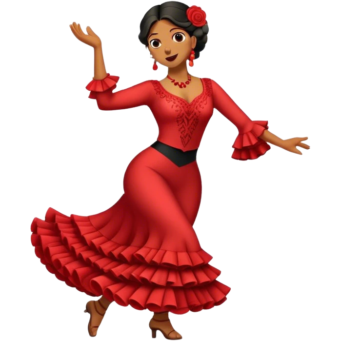 Cinematic Realistic Flamenco Pop Culture Emoji, featuring an expressive portrayal of traditional Spanish dance rendered with dynamic textures and passionate, vibrant lighting. emoji
