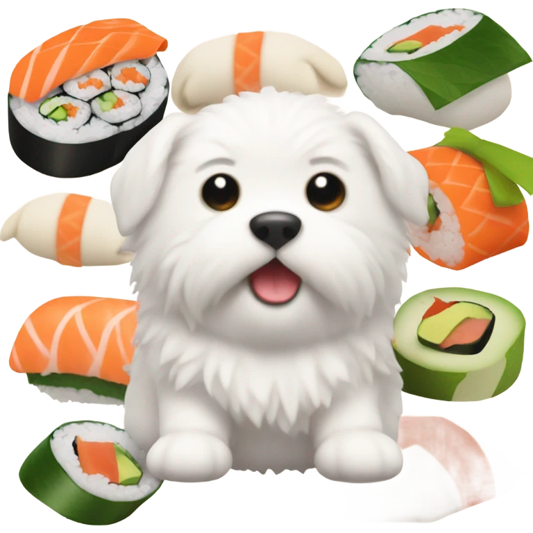 White fluffy puppy sushi roll emoji