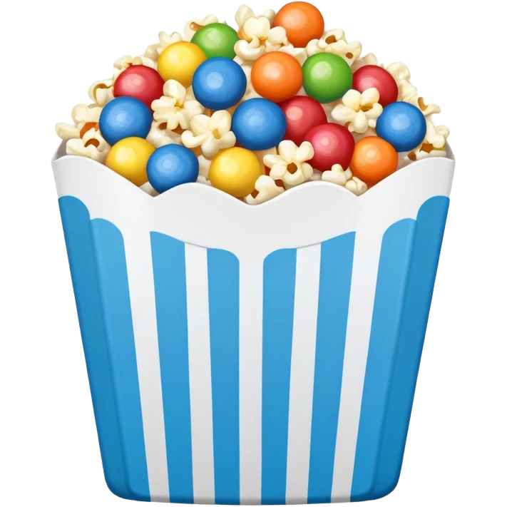 Skittles popcorn in a blue popcorn gox emoji