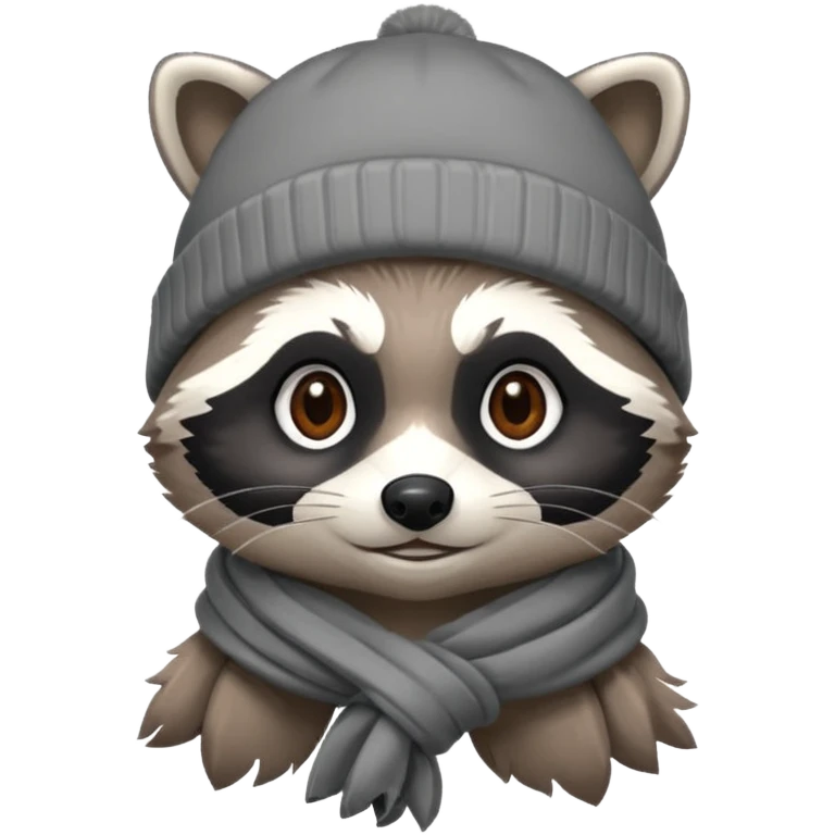 Racoon with scarf and beanie cap emoji