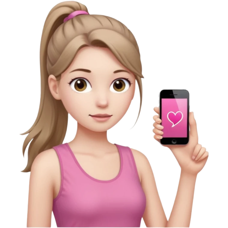 Девушка, бледная кожа, глаза серого цвета, светло русые, длинные волосы, собранные в хвост, розовая майка без рукавов emoji