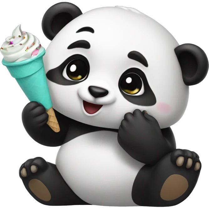 Panda eating ice cream emoji