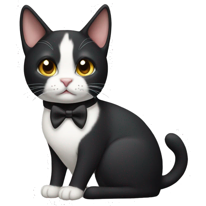 tuxedo cat with one ear tip missing emoji