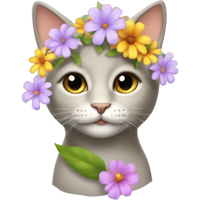 Katze mit Blume auf dem Kopf  emoji