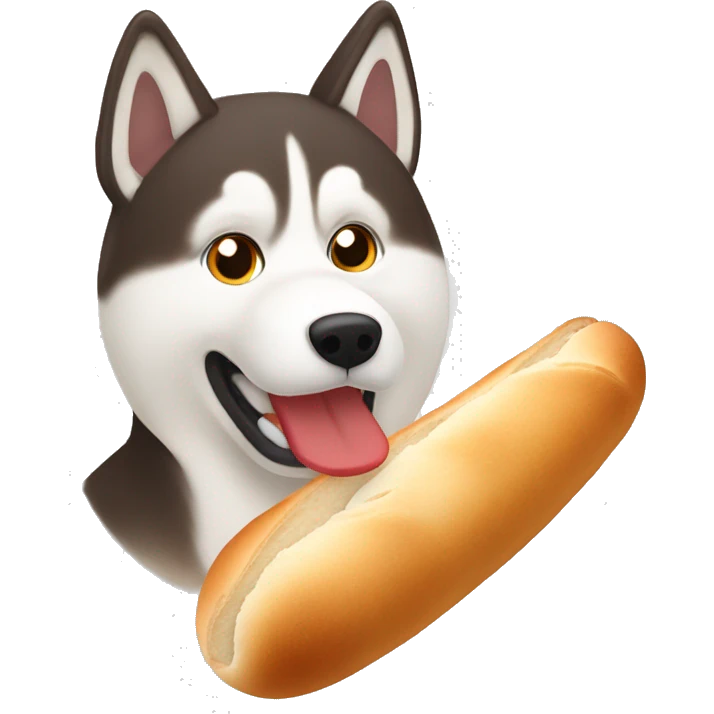  Red husky eating baguette bread  emoji