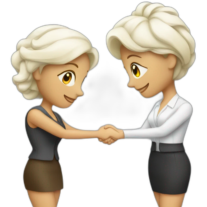 two white business women with different hair colors shaking hands emoji