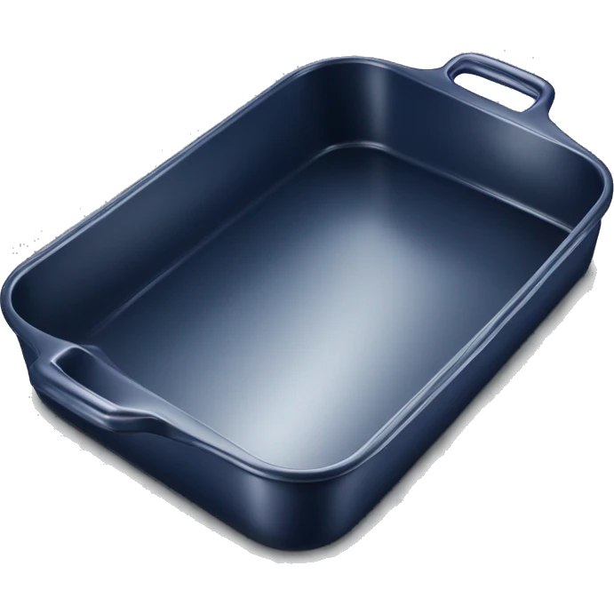 Realistic empty metallic navy blue baking pan with handles emoji