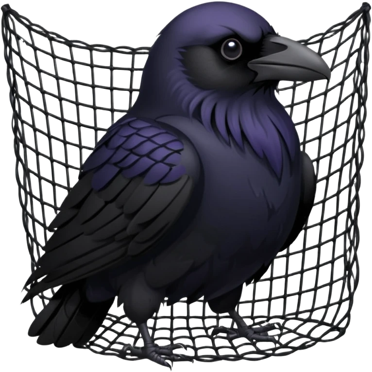 A raven getting caught by a net emoji