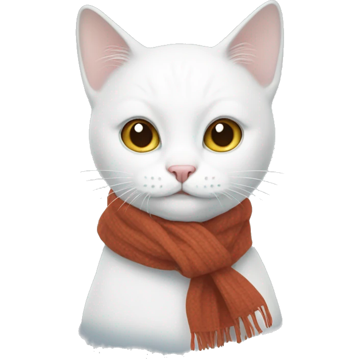 White cat wearing a scarf emoji