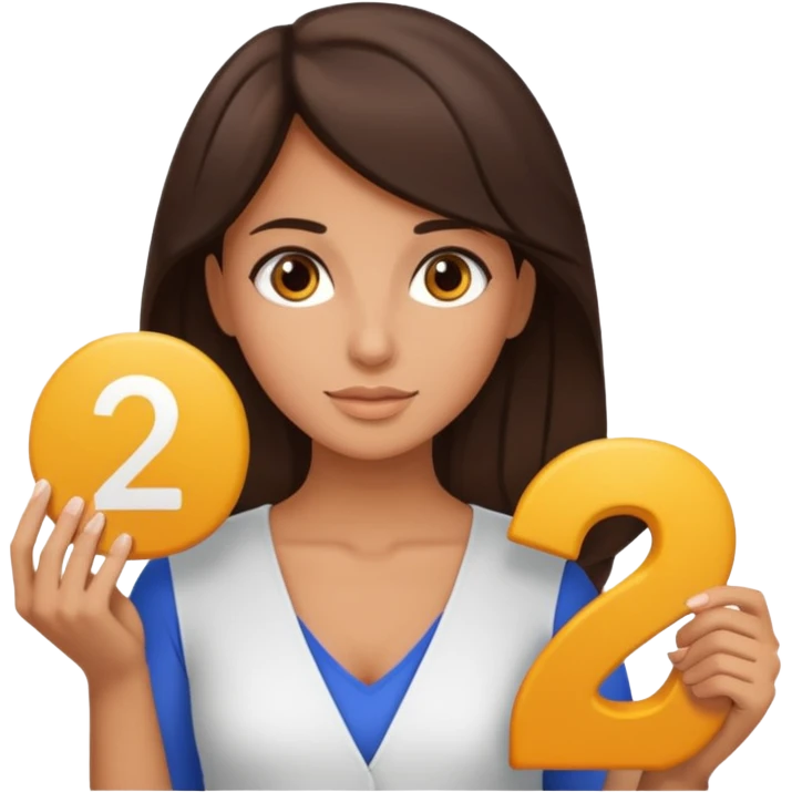 brunette tanned woman holding numbers 2026 emoji
