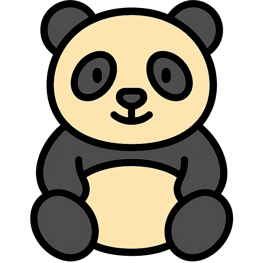 panda bear, color icon style, simple and recognizable emoji