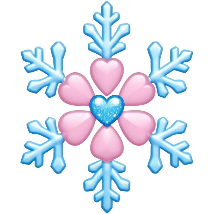 snowflake pink heart color white baby blue and baby pink glitter glow basic realist BOW EGIRLS WANTS THIS EMOJI CUTE KAWAII emoji