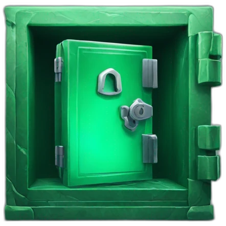 open safe in the middle of the emerald emoji