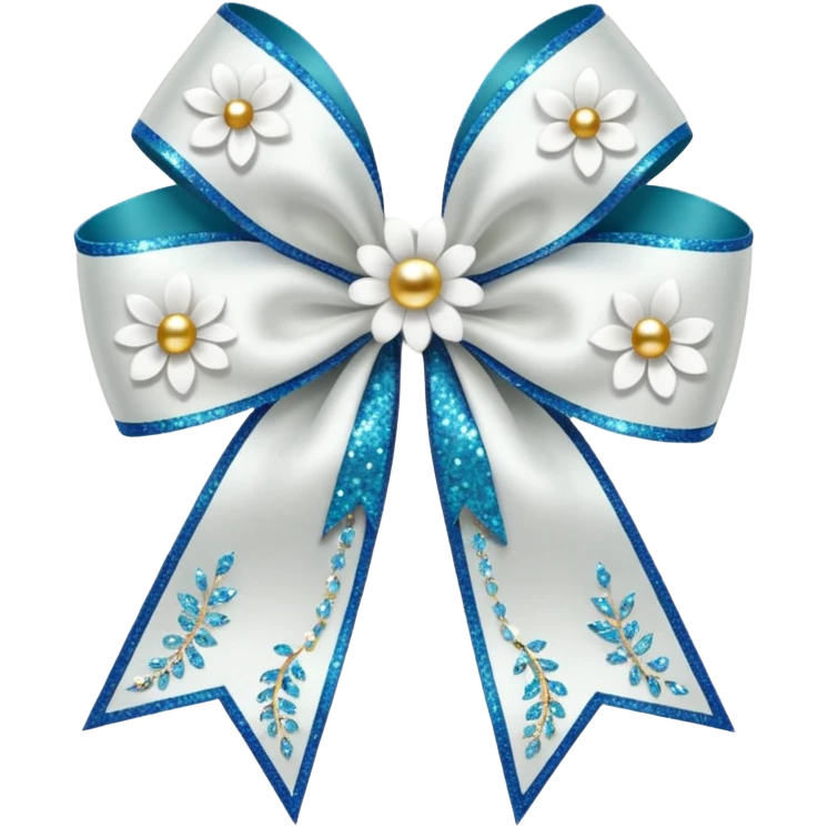 white flower bow with glitter emoji