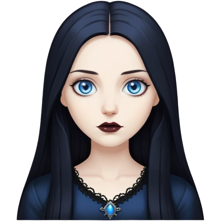 Gothic long haired pale woman with blue eyes emoji