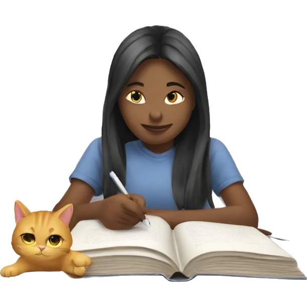 studying student with cat emoji