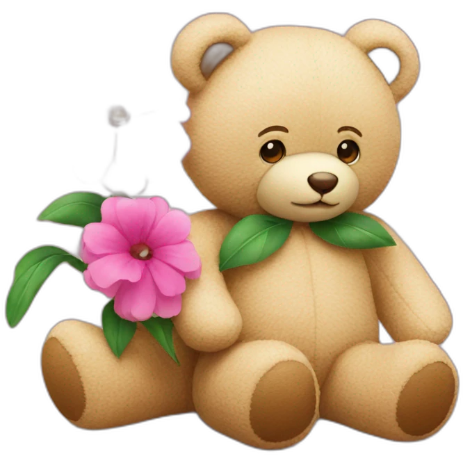 Flower on 2 teddy bears emoji