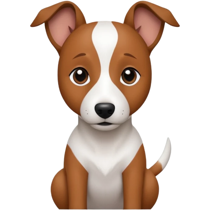 a fully white jack russell the size of a kelpie with floppy ears and a half white face emoji