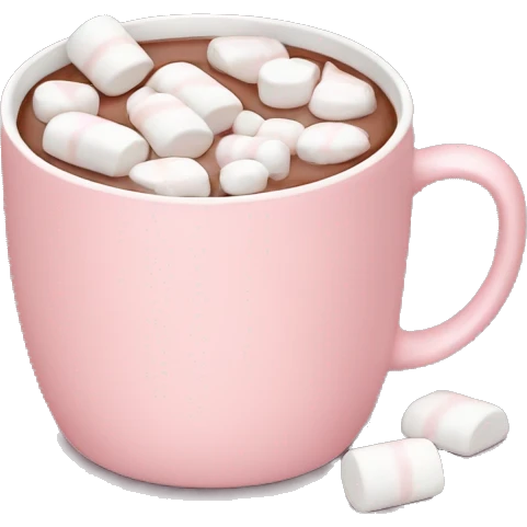 Light Pink mug of hot chocolate with marshmallows  emoji