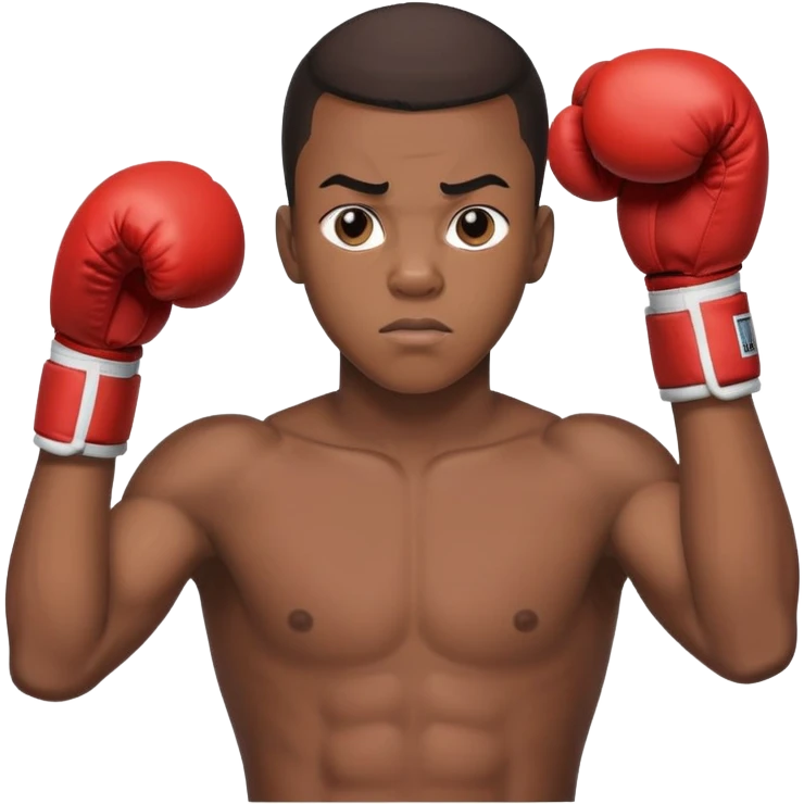 Passport photo portrait of a 19-year-old Black male boxer, neutral expression, shoulders up view, athletic build, boxing context subtly visible emoji