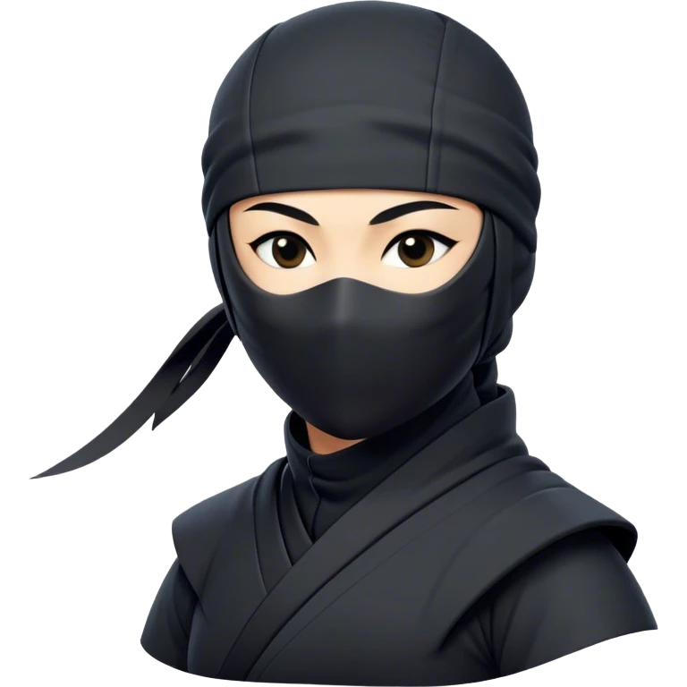 Clash of Clans aesthetic: Beautiful and Majestic Ninja Portrait Emoji, Rendered in serene poise with a gentle, confident smile and a refined masked visage, showcasing a sleek, artfully poised figure exuding calm and determined elegance in natural skin tone, Simplified yet exquisitely endearing features, highly detailed, glowing with a soft, drowsy nocturnal light, high shine, relaxed and utterly noble, stylized with an air of timeless stealth, soft glowing outline, capturing the essence of a majestic ninja whose graceful presence inspires epic covert adventures! emoji