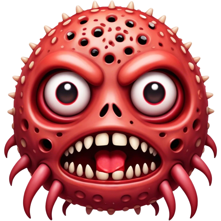 Trypophobia glitched blood monster face emoji