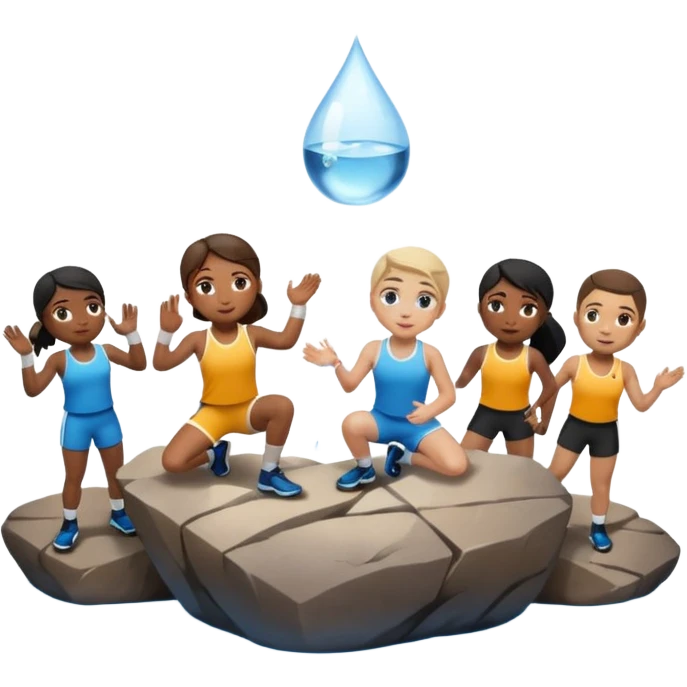 water pouring onto rocks with team emoji