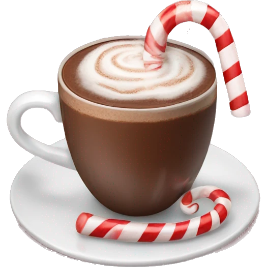 hot chocolate with candy cane emoji