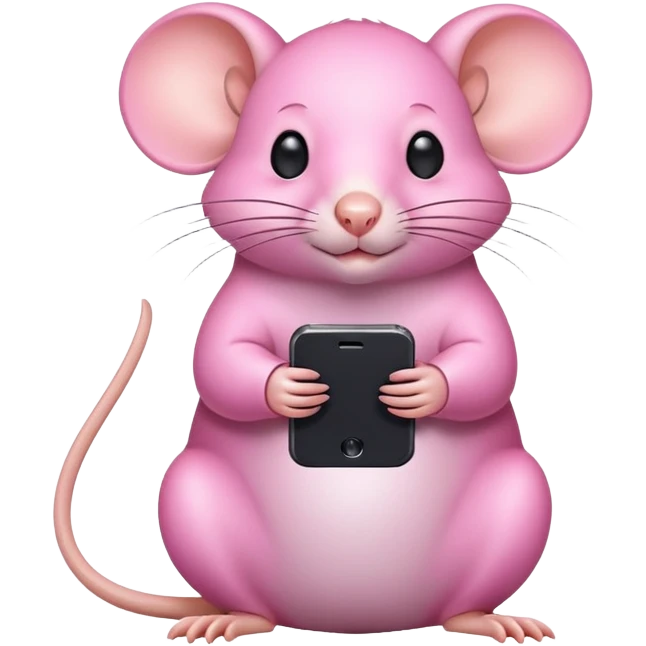 Pink rat with an iPhone. emoji